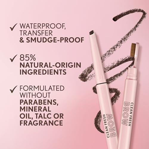 Covergirl Clean Fresh Brow Filler Pomade, 400 Soft Brown, Eyebrow Pencil, Ultra-Precise Tip, Creamy Formula, Highly Pigmented, Soft Matte Finish, Vegan Formula, 0.007oz