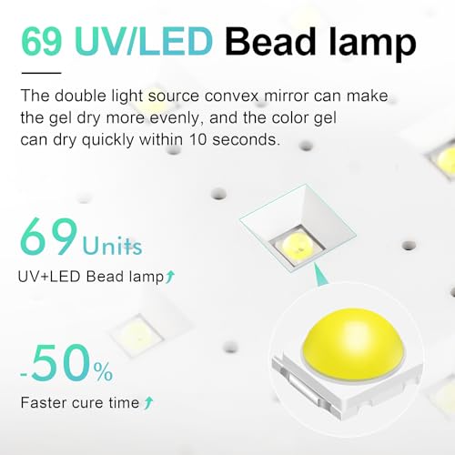 L'UGX Professional Nail Curing Lamp for Gel Polish Dryer 72W LED UV Nail Lights with Arm Rest Pillow & Retractable Tray,Perfect for Manicure & Pedicure at Salon & Home - Plug-in Nail Lamp