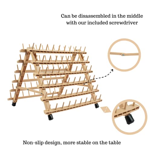 Braiding Hair Rack - Multifunction Extensions Holder Braiding Rack for Hair Stylist (120 Spool, Wood color)