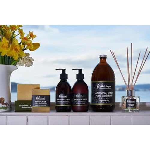 The Highland Soap Company Hand Care Gift Set, Organic Hand Wash & Lotion Set (Lemongrass & Ginger)