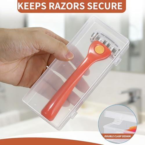 Razor Travel Case Compatible with Billie, 2 Pack Razor Protector Transparent Cover, Portable Plastic Shaver Storage Case with Double Clasp, Travel Holder for Razors and Blades, for Men and Women