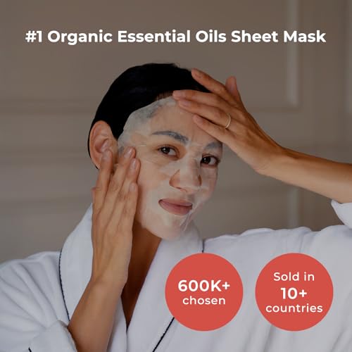 INNA ORGANIC Sheet Mask - Anti-aging & Tightening, EWG & COSMOS Certified (Pack of 5) | Frankincense Essential Oils Infused Skin Care | Luxury Clean Beauty