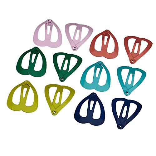 Scunci Kids Heart Hair Snap Clips, Assorted Colors, 12-Pieces