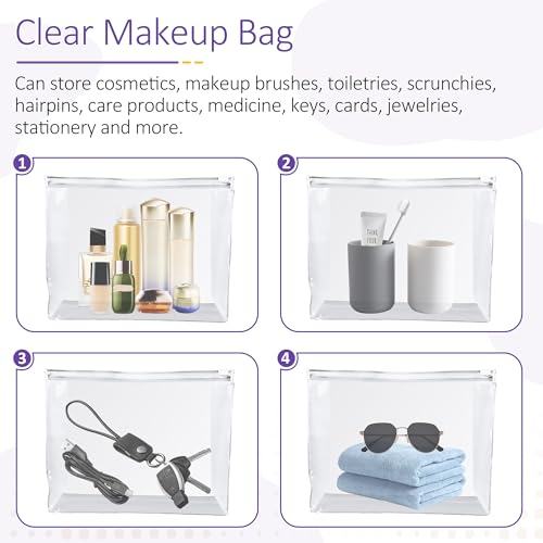 50 Pcs Clear Makeup Bag Travel Toiletry Organizer Zipper Pouches, 9.84 x 7.09 Inches Cosmetic Sorting Bag Waterproof Zipper Organizer, Vacation Swimsuit Bikini Organizer Bags