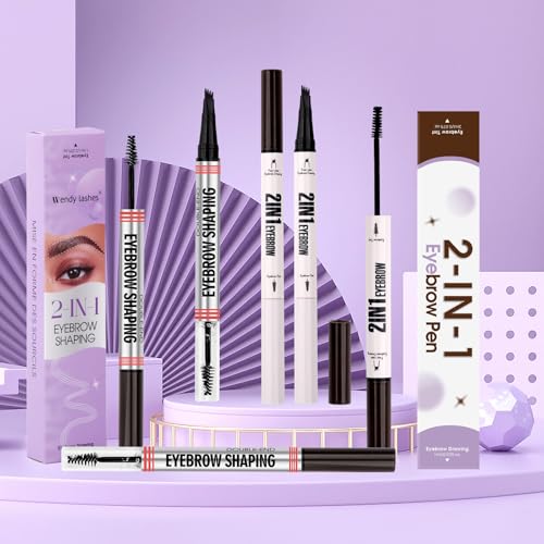 2 in 1 Liquid Eyebrow Pen Waterproof Long-Lasting Liquid Eyebrow Pencil Double Head Liquid Eyebrow with eyebrow dyeing brush Pencil Natural Eyebrow Pen(03-RMG-Dark Brown)