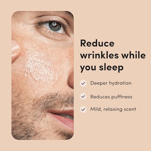 hims goodnight wrinkle cream for men - fine lines, puffiness, dark eye circles - caffeine, hyaluronic acid, night cream, almond scent - vegan, cruelty-free, no parabens - (1oz)