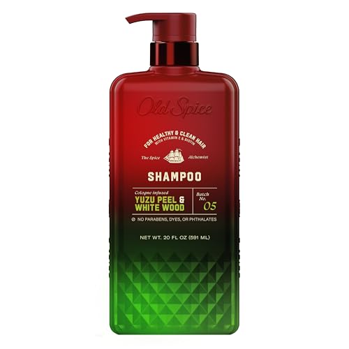 Old Spice Men's Shampoo, The Spice Alchemist Collection, Cologne-Infused Yuzu Peel & White Wood Scent, Free of Parabens & Phthalates, 21.9 fl oz