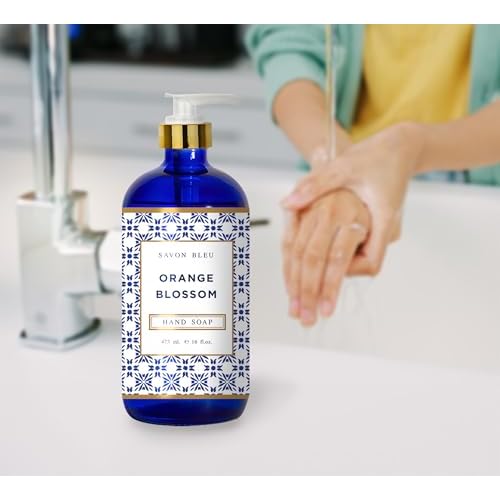 Savon Bleu Hand Soap Collection - 16oz Glass Bottles - 8 Pack - Home and Body Company - French Lavender, Cotton Blossom, Orange Blossom, Lemon Verbena
