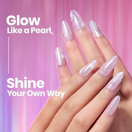 Beetles Chrome Nail Powder 2 Jars White and Purple Pearl Cromer Nail Powder for Gel Nail Mirror Effect Glitter Manicure Kit Pigment Nails Art Design Gifts for Women
