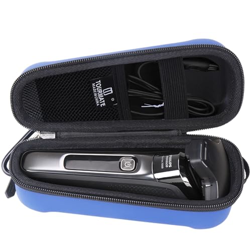 Hard Storage Case for Krovena Electric Shaver/Philips Norelco Norelco Shaver Series 2100 2300 3500 6800 3100 5500 5100 5100 5300 5700 6880 7000 7100 7200 Rotary Shaver (Case Only) (PU, Blue+Black)