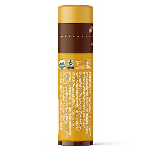 Badger Sweet Orange Cocoa Butter Lip Balm, 100% Organic Lip Balm, Hydrating Long Lasting Lip Moisturizer, Large Stick Lip Care, 4-pack