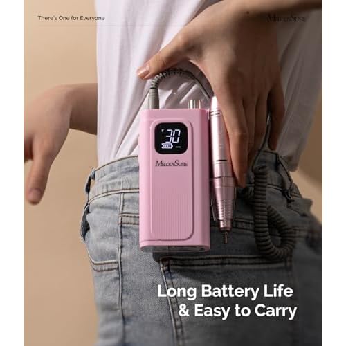 MelodySusie Professional Rechargeable Nail Drill 30000 RPM with MelodySusie 15ml No Wipe Top Coat