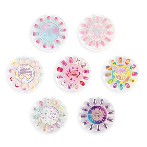 3C4G: Totally Trendy Faux Nail Set - 7 Nail Sets Each w/Unique Colors & Patterns, Adhesive Backs, Three Cheers for Girls, Girls & Tweens Ages 8+