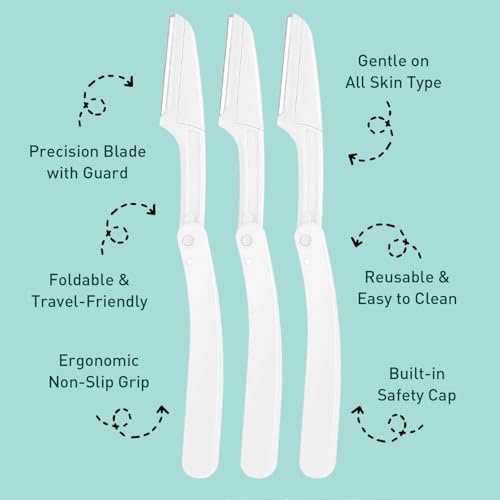 4PCS Foldable Eyebrow Face Razor, Eyebrow Trimmer Facial Hair Remover for Women and Men, Safe & Portable Design