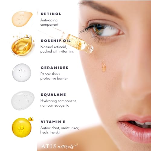 Miracle Overnight Retinol & Squalane Oil with Ceramides & Rosehip Oil for Face - Potent Anti Aging Face Serum to Reduce Fine Lines & Wrinkles | Gua Sha Oil, Retinol Serum