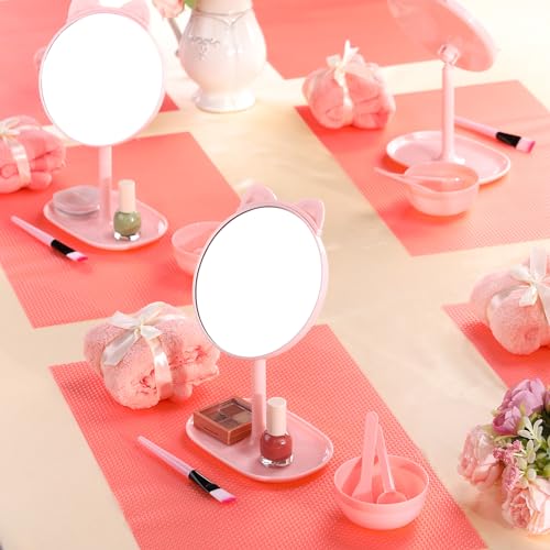 8 Pcs Spa Party Supplies Mirror Pink for Sleepover Favors Makeup Mirror for Spa Sleepover Slumber Birthday Party