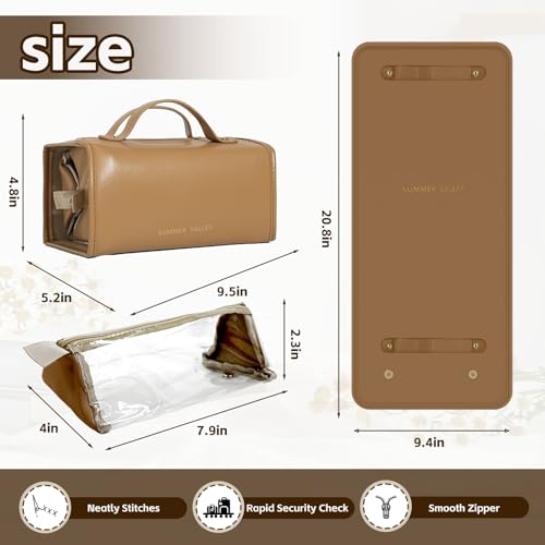 YDR Travel Makeup Bag,Capacity Cosmetic Bag for Women Portable Pouch Case Toiletry Bag 4-in-1 Roll-Up Makeup Bag Storage Organizer With 4 Detachable Removable