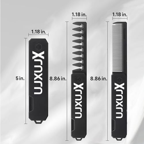 Portable Comb - Foldable Fine Tooth & Textured Styling Comb with Durable ABS Handle, Multi-Functional Folding Hair Comb for Mustache, Wide Tooth Styling at Home, Salon, Travel