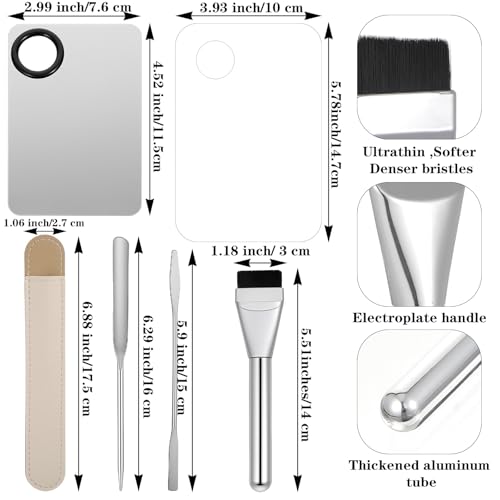 6pcs Professional Makeup Spatula Korean Set Stainless Steel Makeup Palette Acrylic Cosmetic Palette Foundation Spatula Reusable Beauty Tools for Facial Cosmetic Nail Art Pigment Blending