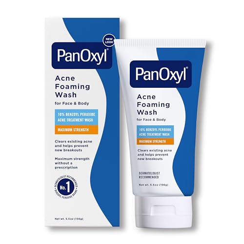 PanOxyl Acne Foaming Wash Benzoyl Peroxide 10% Maximum Strength Antimicrobial, 5.5 Oz