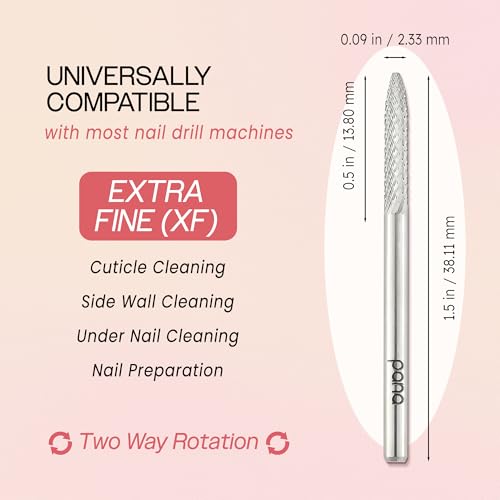 Pana 3/32" Under Nail Cleaner Safety Nail Carbide Bit - for Electric Dremel Drill Machine (Extra Fine, Silver)