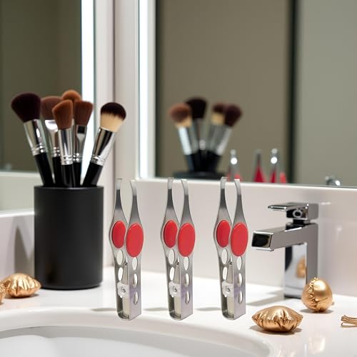 3Pcs Silver Tweezer With LED Light for Hair Removal Makeup Tool Eyebrow Eyelash Tweezers for Women Facial Hair, Lash Trimmer, Hair Ingrown for Tweezer, Women's Hair Removal Tweezers