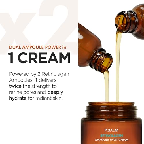 P.CALM Retinolagen Ampoule Shot Cream - Retinol & Vegan Hydrolyzed Collagen & Bakuchiol for Pore Tightening, Mositurizing, Korean Glass Skin (60ml / 2.02 fl.oz)