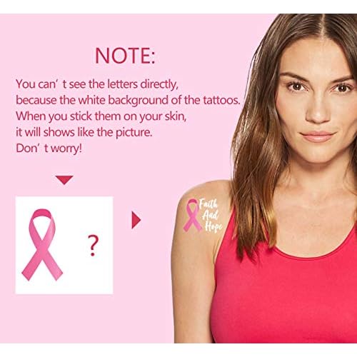 192PCS Breast Cancer Awareness Pink Ribbon Tattoos - Walk/Football Team/Run/Fundraising Giveaways Favors