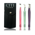 Lash Tweezers For Eyelash Extension Pack of 3 Volume,90 Degree,Boot Volume with Precision Fiber Tip in pastel shade with Diamond Grip (Pack of 3 - Pastel Colors)
