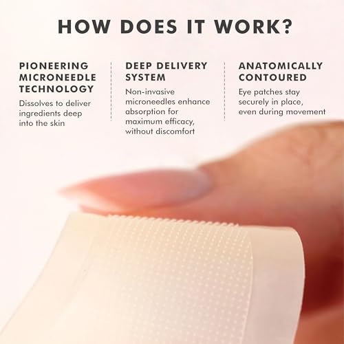 Skyn ICELAND Dissolving Microneedle Under Eye Patches with 39% Hyaluronic Acid and Peptides, No Slip Overnight Eye Mask for Fine Lines, Wrinkles and Hydration, Vegan, All Skin Types, 1 Pair