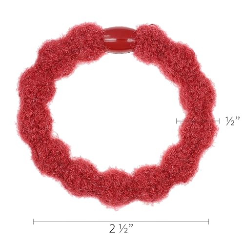 L. Erickson Red and Pink Hair Ties for Women, Knit Pony, 6 Pack, Orchard, Extra Thick No-Crease Bands with Strong Hold and Damage-Free Design, Soft Fuzzy Ponytail Holders in Bold Feminine Tones