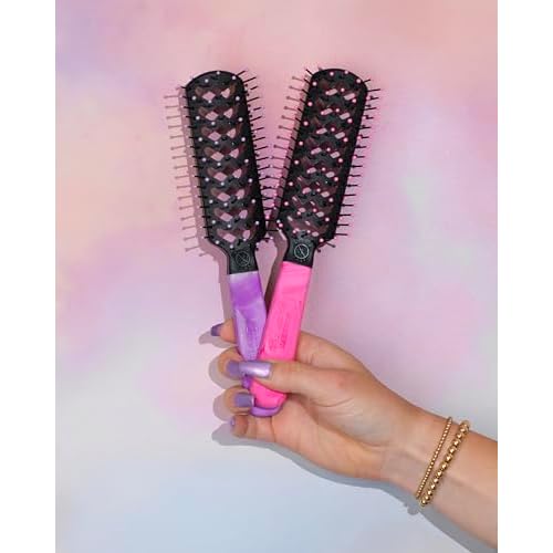 Cricket Static Free Fast Flo Pretty Karma Vent Hair Brush for Blow Drying - Wet Brush Styling, and Detangler for Hair Care, Recycled Materials - Planet Purple