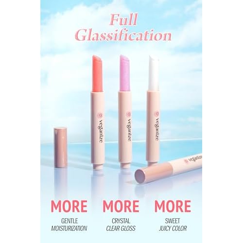 SELF BEAUTY Veganize Collagen Lip Glass Balm - Hydrating Lip w/Hyaluronic Acid - Vegan Korean Lip Balm Moisturizing Lip Care ? Lip Gloss Repair for Dry Cracked Lips 0.06 oz (#11 Aurora Glitz)