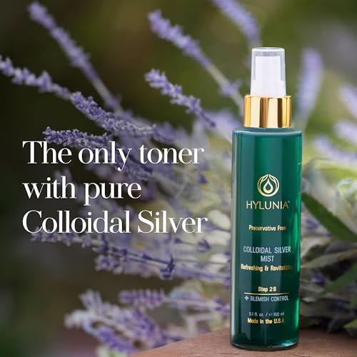 Hylunia Colloidal Silver Mist Toner 5.1 fl. oz. ? Hydrating Versatile Toner for Acne-Prone Inflamed Skin | Infused with Colloidal Silver & Lavender for Glowing Skin Cuts & Burns, Body-Refresher