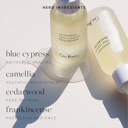 Ere Perez - Natural Australian Blue Cypress Face Nectar | Light, Hydrating, Revitalizing, Calming | Camellia, Frankencense | Vegan, Cruelty-Free, Clean Beauty, Sensitive Skin Safe (1 fl oz | 30 ml)
