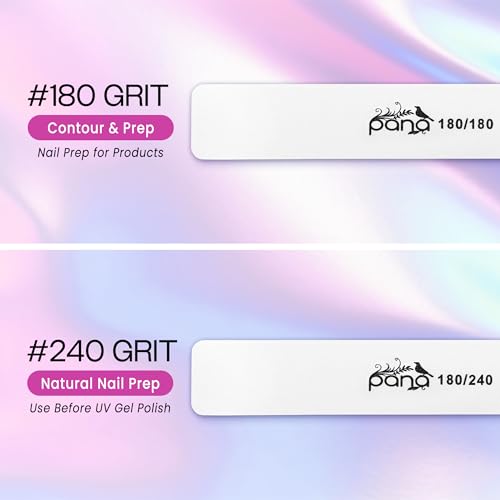 10PCS Jumbo Size PANA Professional Double Sided Nail Files - White, 180/240 Grit - Emery Board Nail Buffering File Manicure Pedicure Nail Polisher Washable