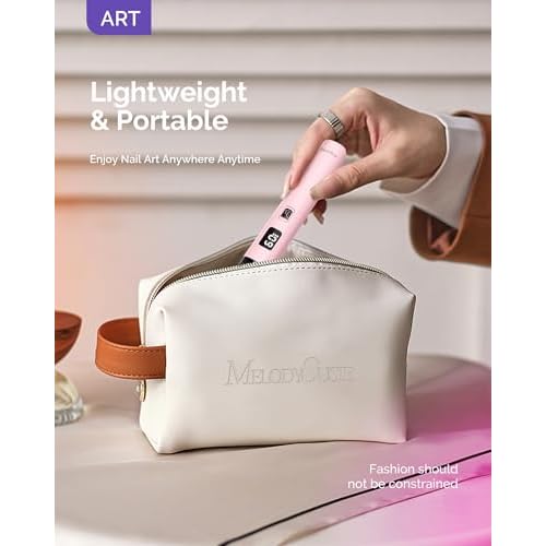 MelodySusie Rechargeable Nail Dust Collector with ART01R Handheld UV Light for Gel Nails
