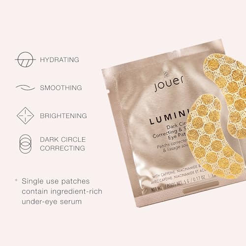 Jouer Luminize Dark Circle Correcting & Smoothing Eye Patches, Caffeine Eye Patch for Dark Circles and Puffiness, Under Eye Mask Patch for Wrinkles | $36 Value