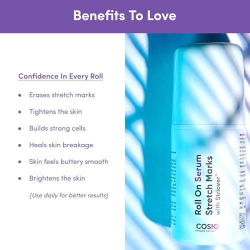 Cos-IQ Stretch Marks Removal Roll-On Serum with Striover | Scar Removal | Uneven Skin Tone | All Skin Types | 40ml