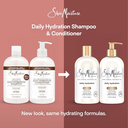 SheaMoisture Shampoo & Conditioner Set, Daily Hydration with Pure Coconut Oil ? New Look, Improved Creamy Lather, Cruelty-Free, 13 Oz Ea