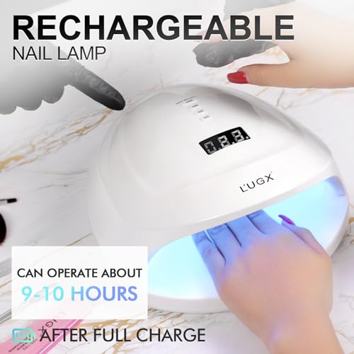 L'UGX Rechargeable UV LED Nail Lamp, 60W Nail Lamp Professional Nail Dryer with 4 Timer Setting, UV Light for Gel Nails, Perfect for Salon & Home