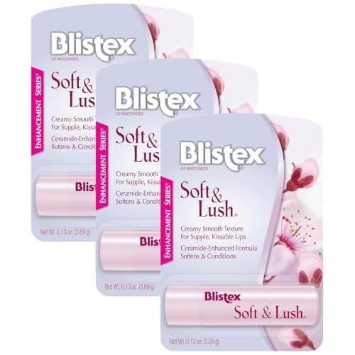 Blistex Soft & Lush Lip Protectant, 0.13 Ounce Tube ? Softens & Conditions, Creamy Smooth Texture, Hydrating Lip Balm, Daily Lip Hydration, (Pack of 3)