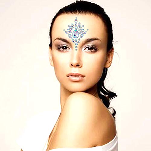 Rhinestone Face Jewels Mermaid Face Gems Body Chest Gem Crystal Eyes Face Stickers Rave Festival Party Face Jewelry for Women 2PCS (Face Gem4)