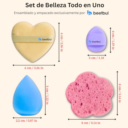Makeup Kit Biss? 6?Color Palette + Velvet Puff + 2 Finger Puffs + Makeup Sponge + Exfoliating Sponge (4 Styles) (02 La de Caj?n)