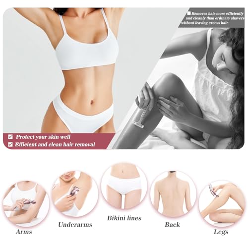 Electric Shaver for Women for Legs Bikini Trimmer Electric Razors for Women Underarm Public Hairs Rechargeable Womens Shaver Wet Dry Use Painless Cordless with Detachable Head (Pink)