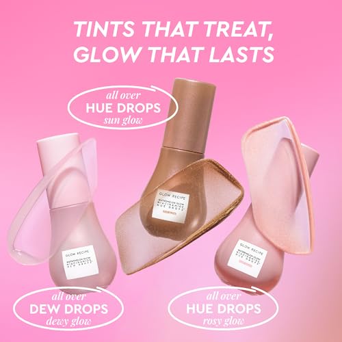 Glow Recipe Skin Care Set, Dew & Hues Must-Haves - Limited Edition Travel Size Gift Set with Niacinamide Dew Drops, Hue Drops Sun Glow & Rosy Glow (15ml Trio)