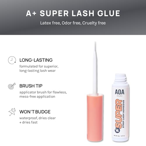 AOA Studio 6 Pairs Alexis Natural Handmade False Eyelashes with Glue and Tweezer Lash Kit Natural Volume Reusable Fake Eyelashes 100 Percent Handmade Cruelty Free