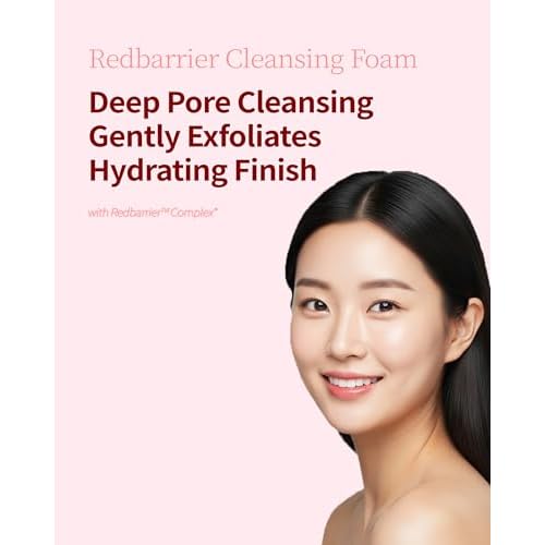 Redbarrier Oat Cleansing Foam | Gentle Hydrating Face Wash with LHA, PHA & Hyaluronic Acid | Low-pH Korean Cleanser for Daily Use, Pore Care & Removing Impurities, 5.07 fl. oz.