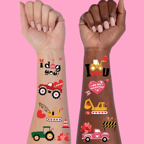 Valentine's Day Temporary Tattoos 152 Count - Heart Stickers for Classroom Party Favors, Pink Valentine Gifts Exchange, Teacher Rewards Supplies (Candy Hearts Design)