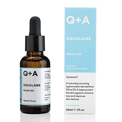 Q+A Squalane Facial Oil (30ml), Natural Hydrating Oil for Soft, Supple Skin, Vegan Formula Derived from Olive Oil, Fragrance Free Skincare, Delivers Deep Hydration for Silky Skin